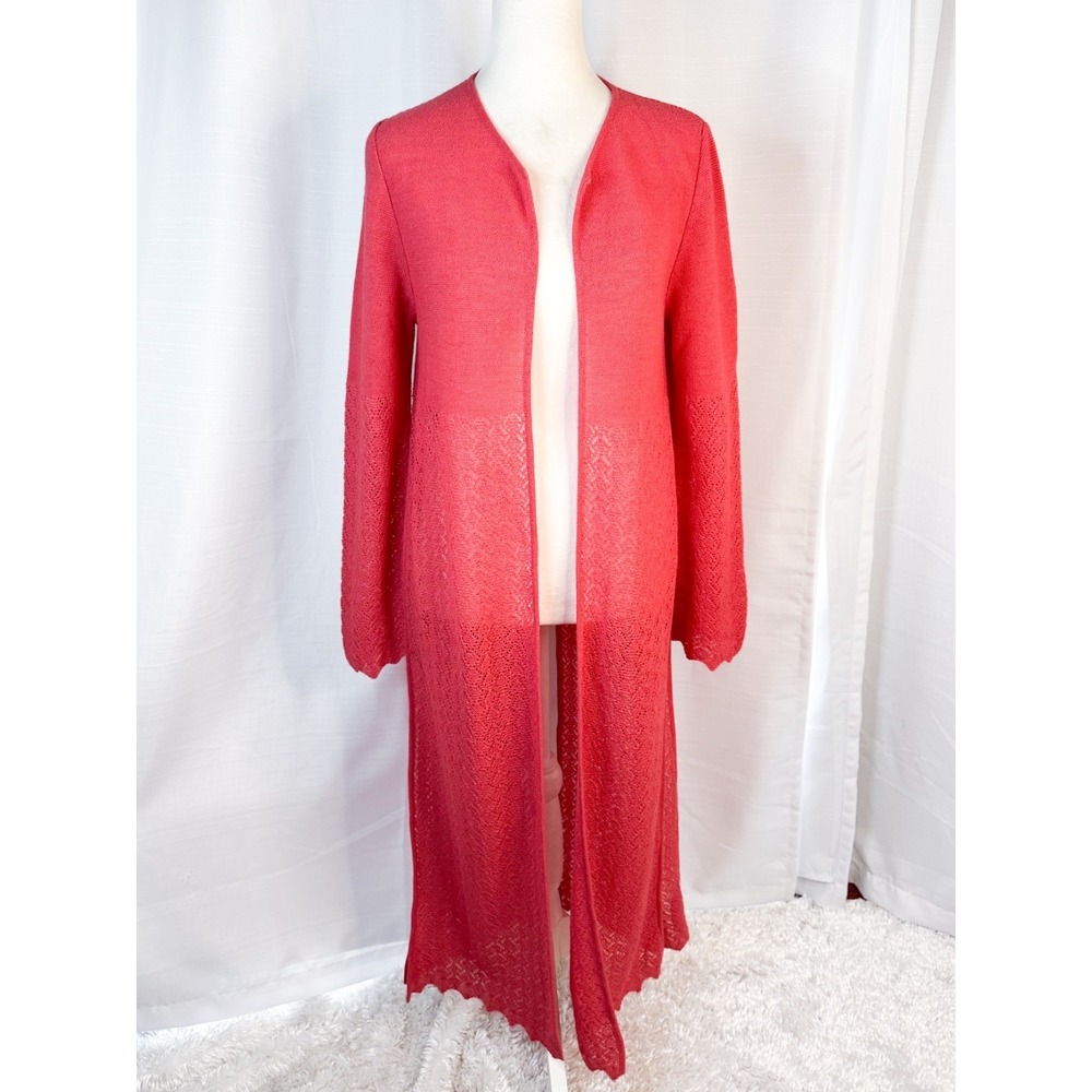 Alpaca International Briza Duster Cardigan 100% Baby Alpaca Coral Peru NWT